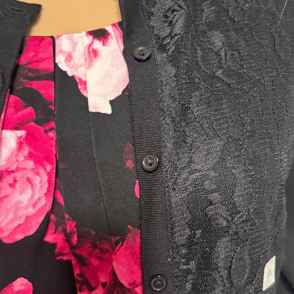 LOFT Black Cardigan Sweater With Lace XS NWT - Picture 5 of 8